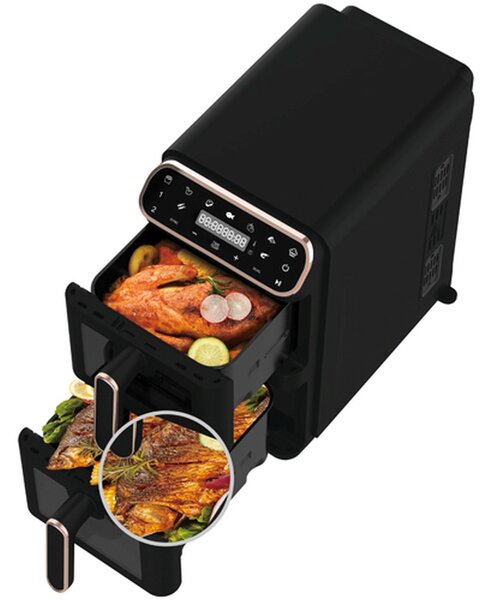 Horkovzdušná fritéza digitální dvojitá 5,5+5,5 L Black Rose Collection