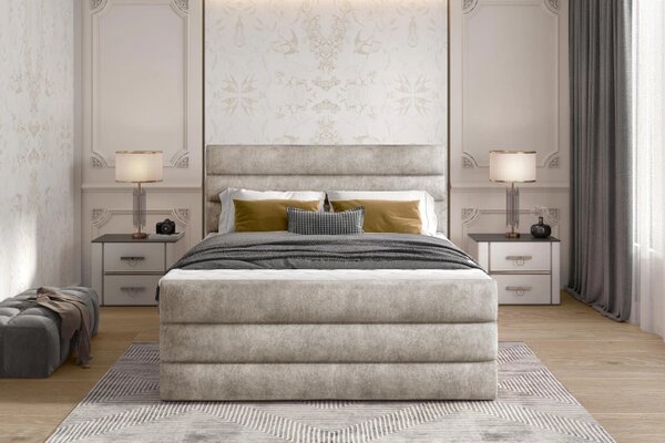 Kontinentální boxspring postel Carmen, béžová 160x200cm (dora 21/ Cand 01)