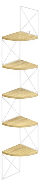 Rohová police VASAGLE, knihovna se zigzagovým designem, 5 polic, 20 x 20 x 127,5 cm