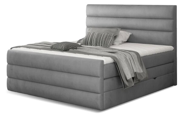 Kontinentální boxspring postel Carmen, šedá 160x200cm (monolith 84/ CAND 04)