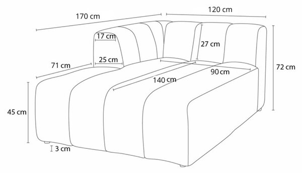 Bobochic Paris Tmavě modrá bouclé lenoška Annecy 170 cm, levá