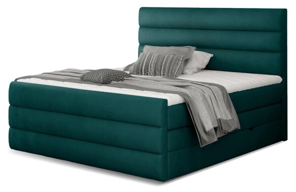 Kontinentální boxspring postel Carmen, zelená 160x200cm (monolith 37/ CAND 06)