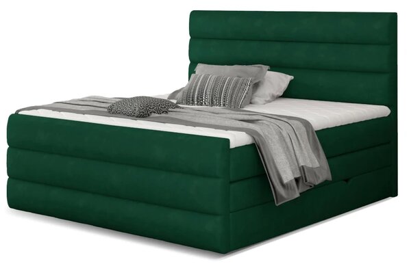 Kontinentální boxspring postel Carmen, zelená 160x200cm (Kronos 19/ Cand 05)