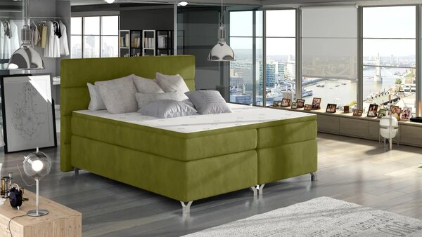 Postel Boxspring Amadeus 200x180, zelená (látka - bao 15)