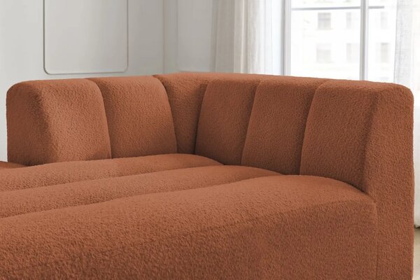 Bobochic Paris Terakotově oranžová bouclé lenoška Annecy 170 cm, levá