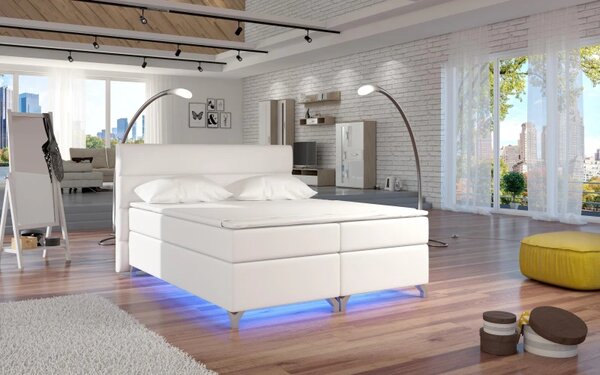 Postel Boxspring Amadeus 200x180, bílá (koženka - bao 09)
