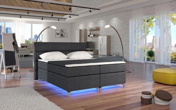 Postel Boxspring Amadeus 200x180, šedá (látka - bao 04)