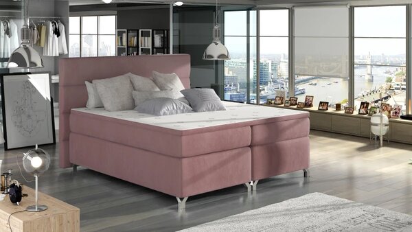 Postel Boxspring Amadeus 200x180, růžová (látka - bao 17)