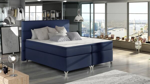 Postel Boxspring Amadeus 200x180, modrá (koženka - bao 20)