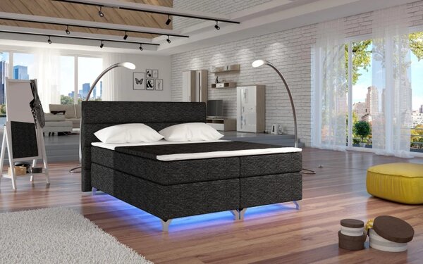 Postel Boxspring Amadeus 200x180, černo-šedá (pytlovina - bao 02)