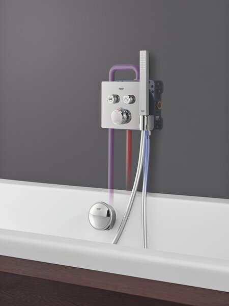 GROHE Grohtherm SmartControl - Termostat s podomítkovou instalací s dvěma ventily a integrovaným držákem na sprchu, Chrom 29125000