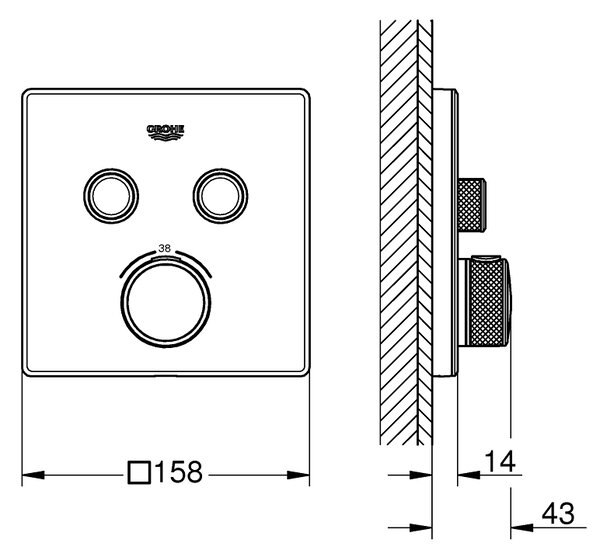 GROHE Grohtherm SmartControl - Termostat pro podomítkovou instalaci s 2 ventily, měsíční bílá/chrom 29156LS0