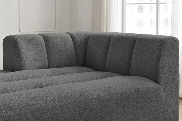 Bobochic Paris Tmavě šedá bouclé lenoška Annecy 170 cm, levá