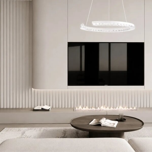Nova Luce Bílé kovové závěsné LED světlo Gleamy 46 cm