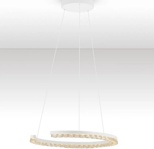 Nova Luce Bílé kovové závěsné LED světlo Gleamy 46 cm