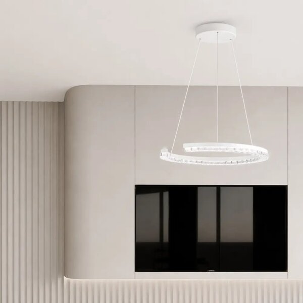 Nova Luce Bílé kovové závěsné LED světlo Gleamy 46 cm