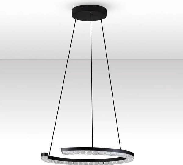 Nova Luce Černé kovové závěsné LED světlo Gleamy 46 cm
