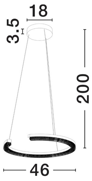 Nova Luce Černé kovové závěsné LED světlo Gleamy 46 cm