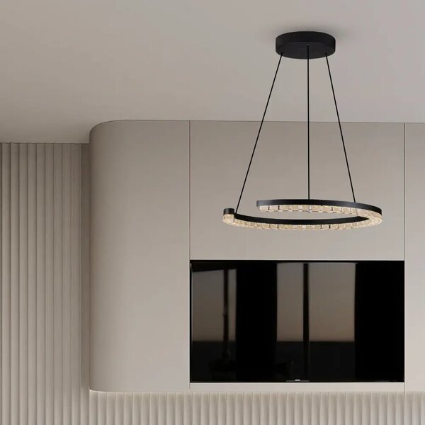 Nova Luce Černé kovové závěsné LED světlo Gleamy 46 cm