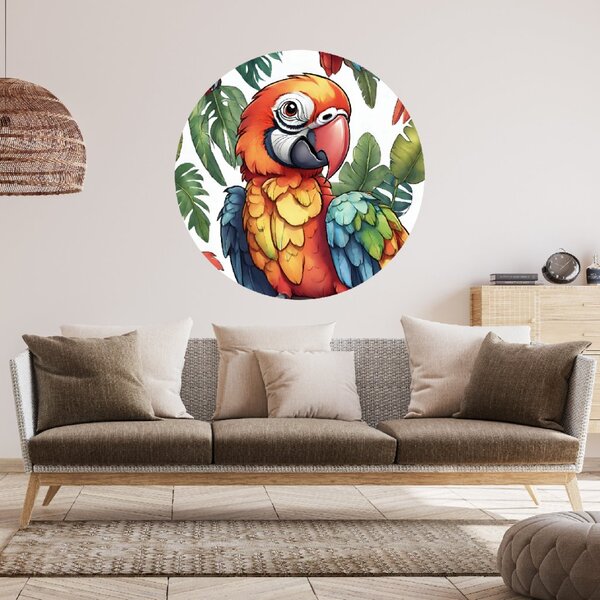 PIPPER. Kruhová samolepka na zeď "Papoušek" Velikost: 60cm