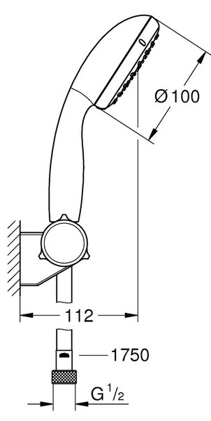 GROHE Tempesta 100 - Set s držákem 2 proudy, Chrom 2760110E