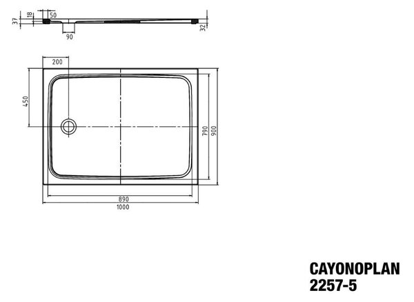 Kaldewei Cayonoplan - Sprchová vanička 1000x900 mm, se sníženým polystyrenovým nosičem, alpská bílá 361747980001