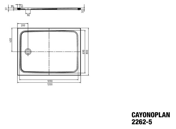Kaldewei Cayonoplan - Sprchová vanička 1200x800 mm, se sníženým polystyrenovým nosičem, alpská bílá 362247980001