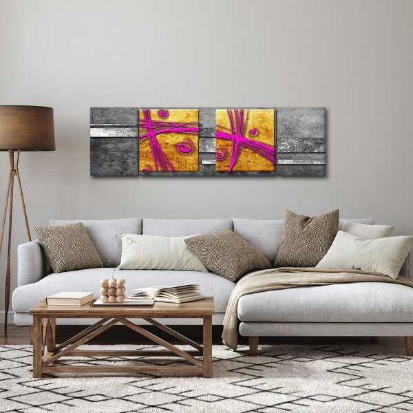 Obraz barevných čtverců na černém pozadí (170x50 cm)