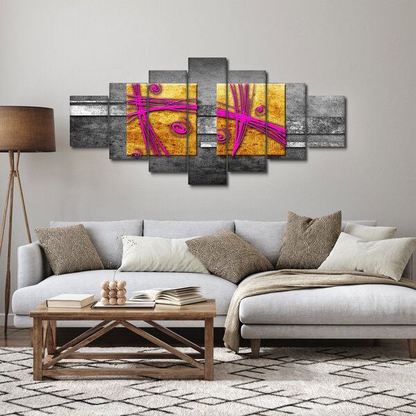 Obraz barevných čtverců na černém pozadí (210x100 cm)