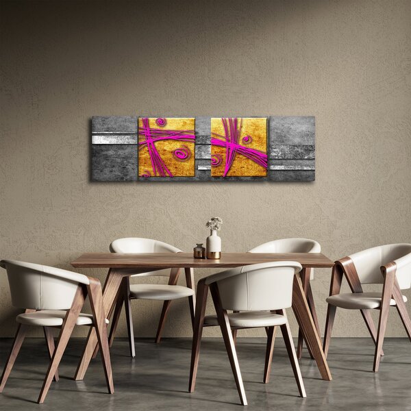 Obraz barevných čtverců na černém pozadí (170x50 cm)