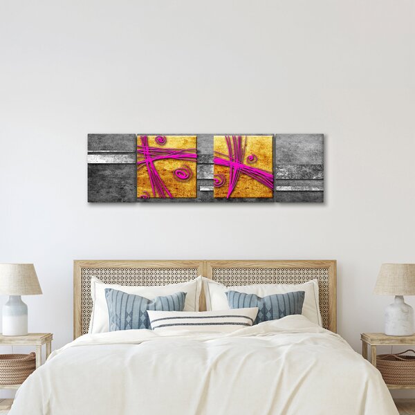Obraz barevných čtverců na černém pozadí (170x50 cm)