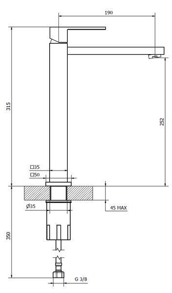 Teorema Pillar - Umyvadlová baterie, výpust CLICK, pro volně stojící umyvadla, chrom 8G341