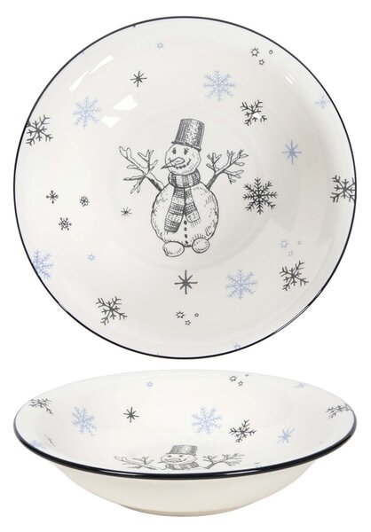 Keramický hluboký talíř 21cm sněhulák
