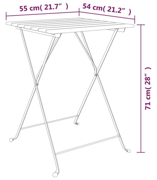 Skládací bistro stůl 55 x 54 x 71 cm masivní teak a ocel 319978