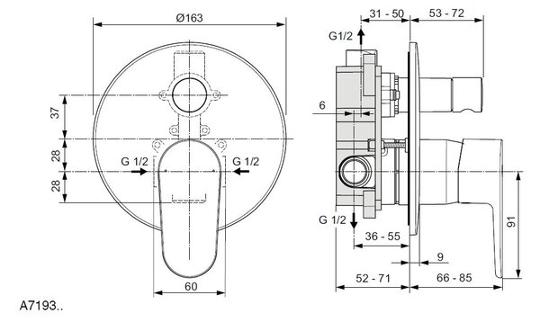 Ideal Standard Set 2 - Sprchový systém s podomítkovou pákovou baterií, komplet, Chrom IS Set 2