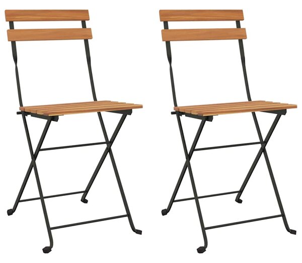 Skládací židle 2 ks, masivní dřevo, teak a ocel 319979