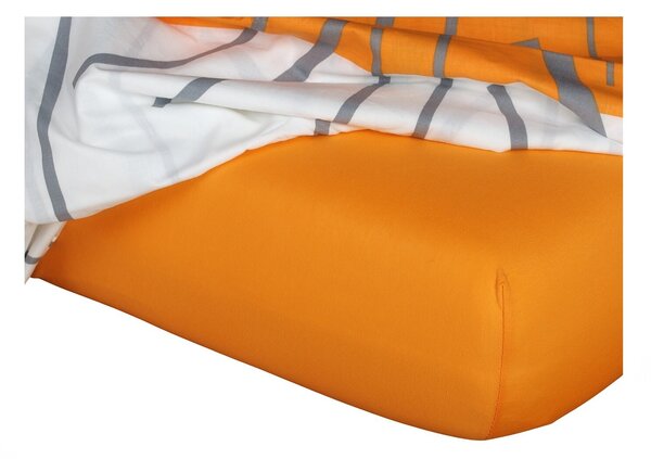 Kvalitní jersey prostěradlo pomerančové barvy. Jersey prostěradlo je napínací, opatřeno gumou v tunýlku. K výrobě prostěradla je používána kvalitní jersey tkanina s vysokou gramáží 190 g/m2. Rozměr prostěradla je 60x120x10 cm
