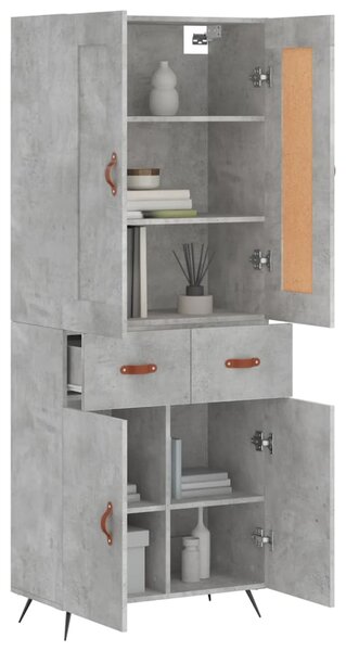 Skříň highboard betonově šedá 69,5x34x180 cm kompozitní dřevo 3199853