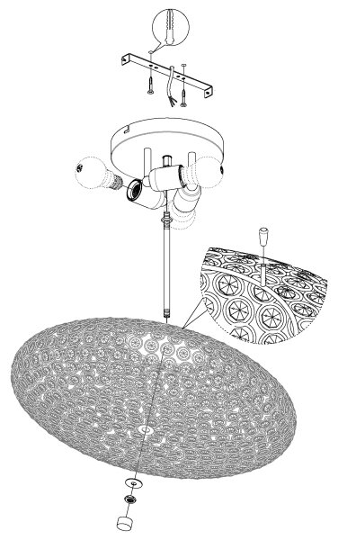 Eglo 95285 - Stropní svítidlo CLEMENTE 3xE27/60W/230V