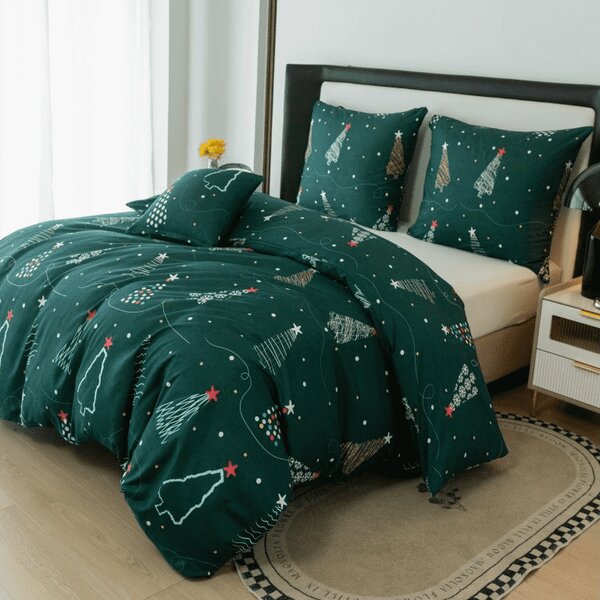 Povlečení z mikrovlákna CHRISTMAS DRIFT zelené Rozměr povlečení: 2 ks 70 x 90 cm | 200 x 220 cm