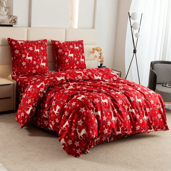 Povlečení z mikrovlákna VELVET CHRISTMAS červené Rozměr povlečení: 70 x 90 cm | 140 x 220 cm