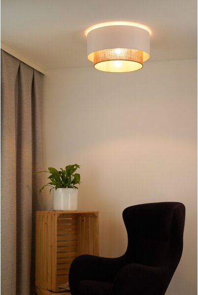 Duolla - Stropní svítidlo BOHO 1xE27/15W/230V pr. 45 cm bílá/hnědá