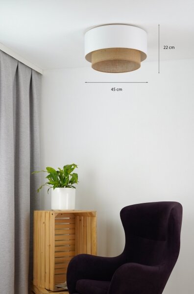 Duolla - Stropní svítidlo BOHO 1xE27/15W/230V pr. 45 cm bílá/hnědá