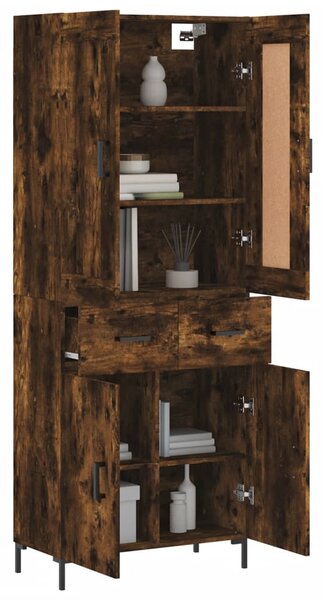 Skříň highboard kouřový dub 69,5 x 34 x 180 cm kompozitní dřevo 3199878