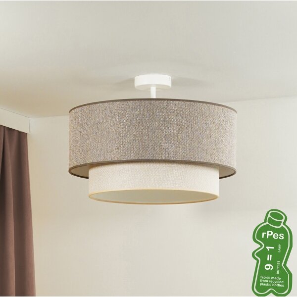 Duolla-Přisazený lustr BOHO ECO RECYCLING 1xE27/15W/230V pr. 45 cm hnědá/krémová