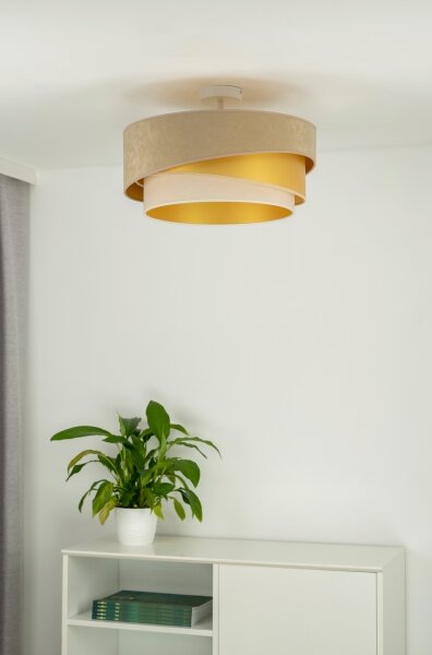 Duolla - Přisazený lustr KOBO 1xE27/15W/230V pr. 45 cm béžová/zlatá/krémová
