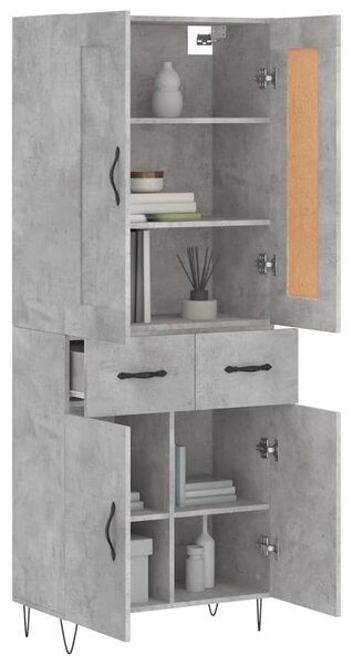 Skříň highboard betonově šedá 69,5x34x180 cm kompozitní dřevo 3199909