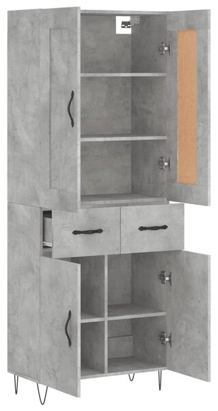 Skříň highboard betonově šedá 69,5x34x180 cm kompozitní dřevo 3199909