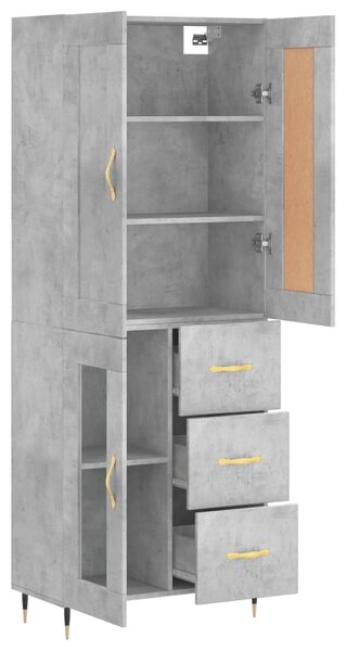 Skříň highboard betonově šedá 69,5x34x180 cm kompozitní dřevo 3199925
