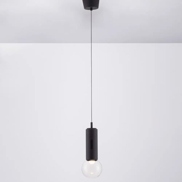 Nova Luce Černé kovové závěsné LED světlo Chronos 12 cm
